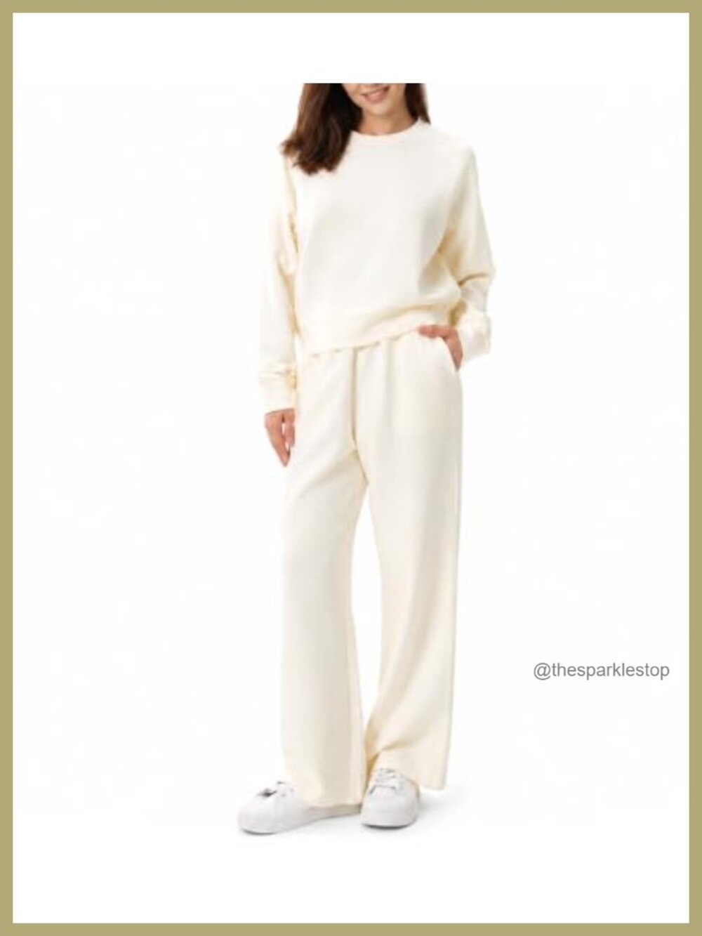 Women's Cotton Modal Lounge Set 2 Piece Sweatsuit Wide Leg Cropped Sweatshirt